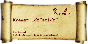 Kremer László névjegykártya