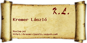 Kremer László névjegykártya